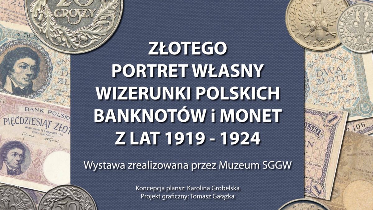 Napis "Złotego portret własny. Wizerunki polskich banknotów i monet z lat 1919–1924"