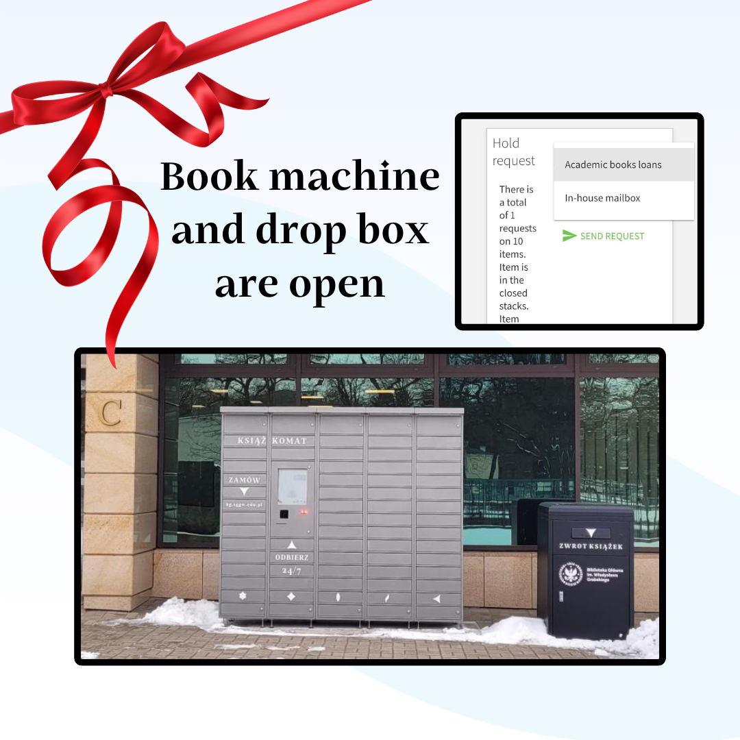 book machine and return box in front of SGGW library