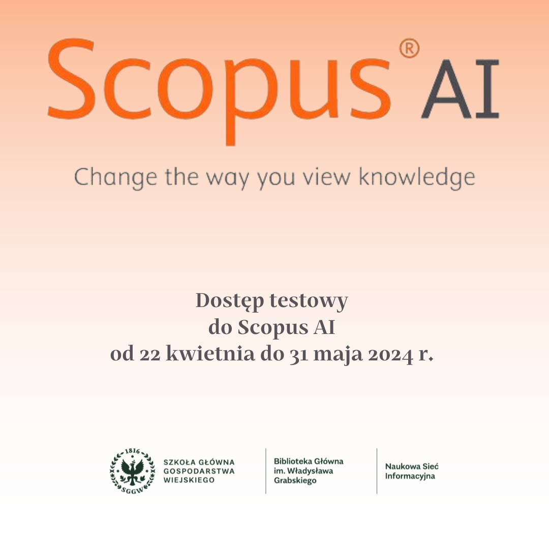 Dostęp testowy do nardzędzia Scopus AI od 22 kwietnia do 31 maja 2024 roku